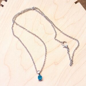 Silver Tone December Birthstone Pendant Necklace